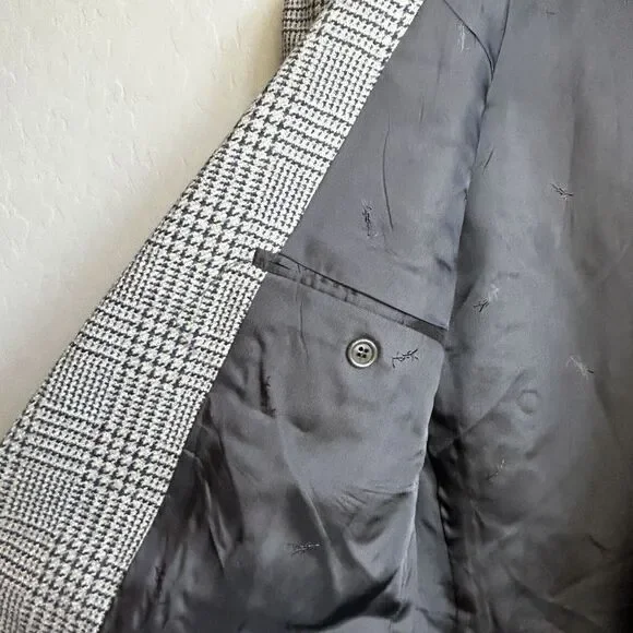 Vintage Yves Saint Laurent YSL Mens 40R Blazer Black Gray Sport Coat 2 Button - Picture 7 of 11